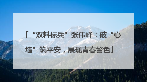 “双料标兵”张伟峰：破“心墙”筑平安，展现青春警色