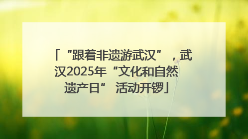 “跟着非遗游武汉”，武汉2025年“文化和自然遗产日” 活动开锣