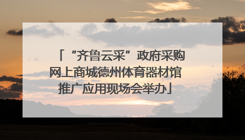 “齐鲁云采”政府采购网上商城德州体育器材馆推广应用现场会举办