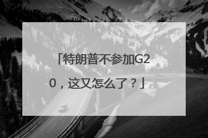 特朗普不参加G20，这又怎么了？