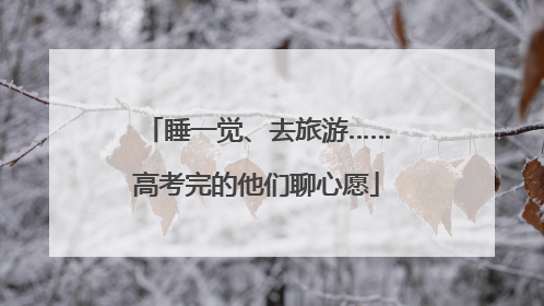 睡一觉、去旅游……高考完的他们聊心愿
