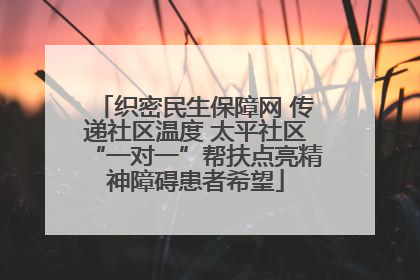 织密民生保障网 传递社区温度 太平社区“一对一”帮扶点亮精神障碍患者希望