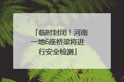 临时封闭！河南一地6座桥梁将进行安全检测