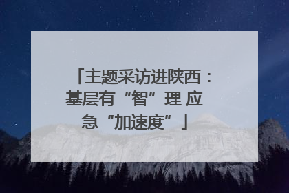 主题采访进陕西：基层有“智”理 应急“加速度”