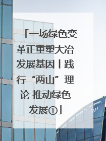 一场绿色变革正重塑大冶发展基因丨践行“两山”理论 推动绿色发展①