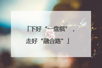 下好“一盘棋”，走好“融合路”