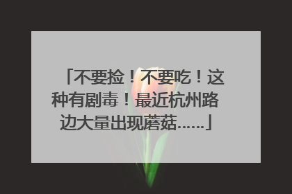 不要捡！不要吃！这种有剧毒！最近杭州路边大量出现蘑菇……