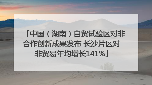 中国（湖南）自贸试验区对非合作创新成果发布 长沙片区对非贸易年均增长141%