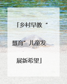 乡村早教“慧育”儿童发展新希望