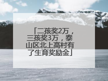 二孩奖2万，三孩奖3万，泰山区北上高村有了生育奖励金