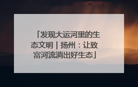 发现大运河里的生态文明｜扬州：让致富河流淌出好生态