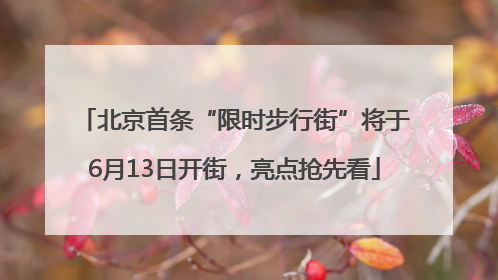 北京首条“限时步行街”将于6月13日开街，亮点抢先看