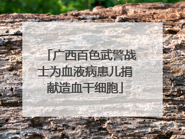 广西百色武警战士为血液病患儿捐献造血干细胞