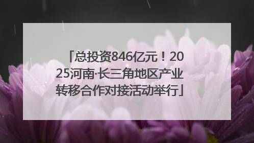 总投资846亿元！2025河南·长三角地区产业转移合作对接活动举行