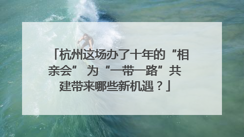 杭州这场办了十年的“相亲会” 为“一带一路”共建带来哪些新机遇？