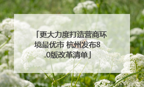 更大力度打造营商环境最优市 杭州发布8.0版改革清单
