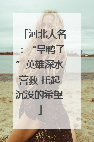 河北大名：“旱鸭子”英雄深水营救 托起沉没的希望