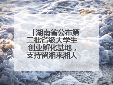 湖南省公布第二批省级大学生创业孵化基地，支持留湘来湘大学生创新创业