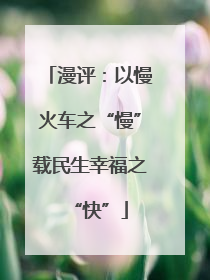 漫评：以慢火车之“慢”载民生幸福之“快”