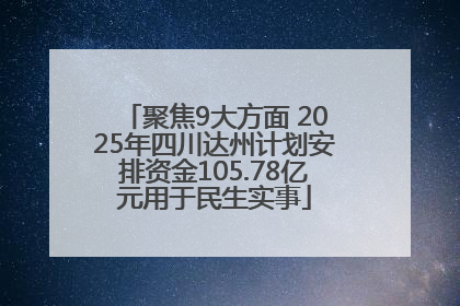 聚焦9大方面 2025年四川达州计划安排资金105.78亿元用于民生实事