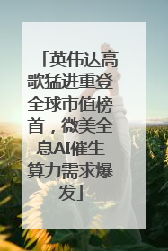 英伟达高歌猛进重登全球市值榜首，微美全息AI催生算力需求爆发