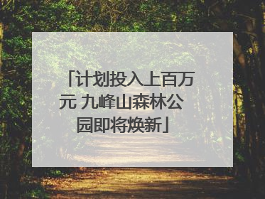 计划投入上百万元 九峰山森林公园即将焕新