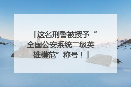 这名刑警被授予“全国公安系统二级英雄模范”称号！