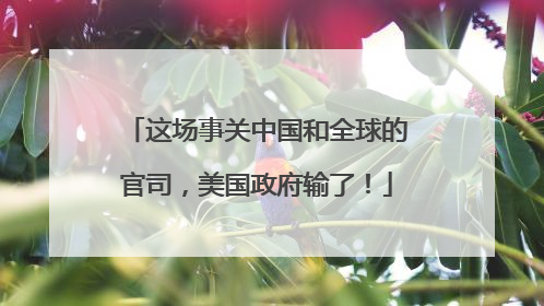 这场事关中国和全球的官司，美国政府输了！