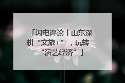 闪电评论丨山东深耕“文旅+”，玩转“演艺经济”