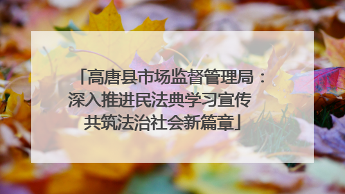 高唐县市场监督管理局：深入推进民法典学习宣传 共筑法治社会新篇章