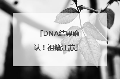 DNA结果确认！祖籍江苏